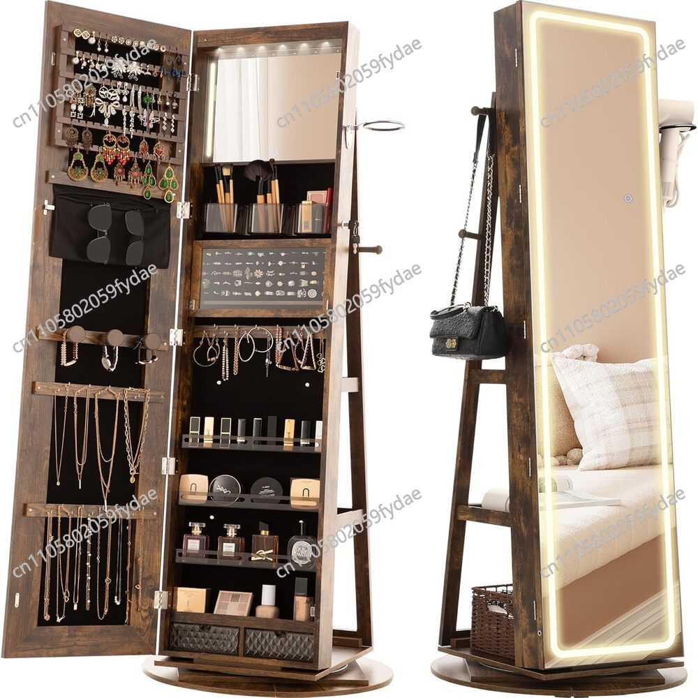 Full Length Mirror Jewelry Armoire - Aynalı Mücevher Dolabı Ayaklı, 360 Derece