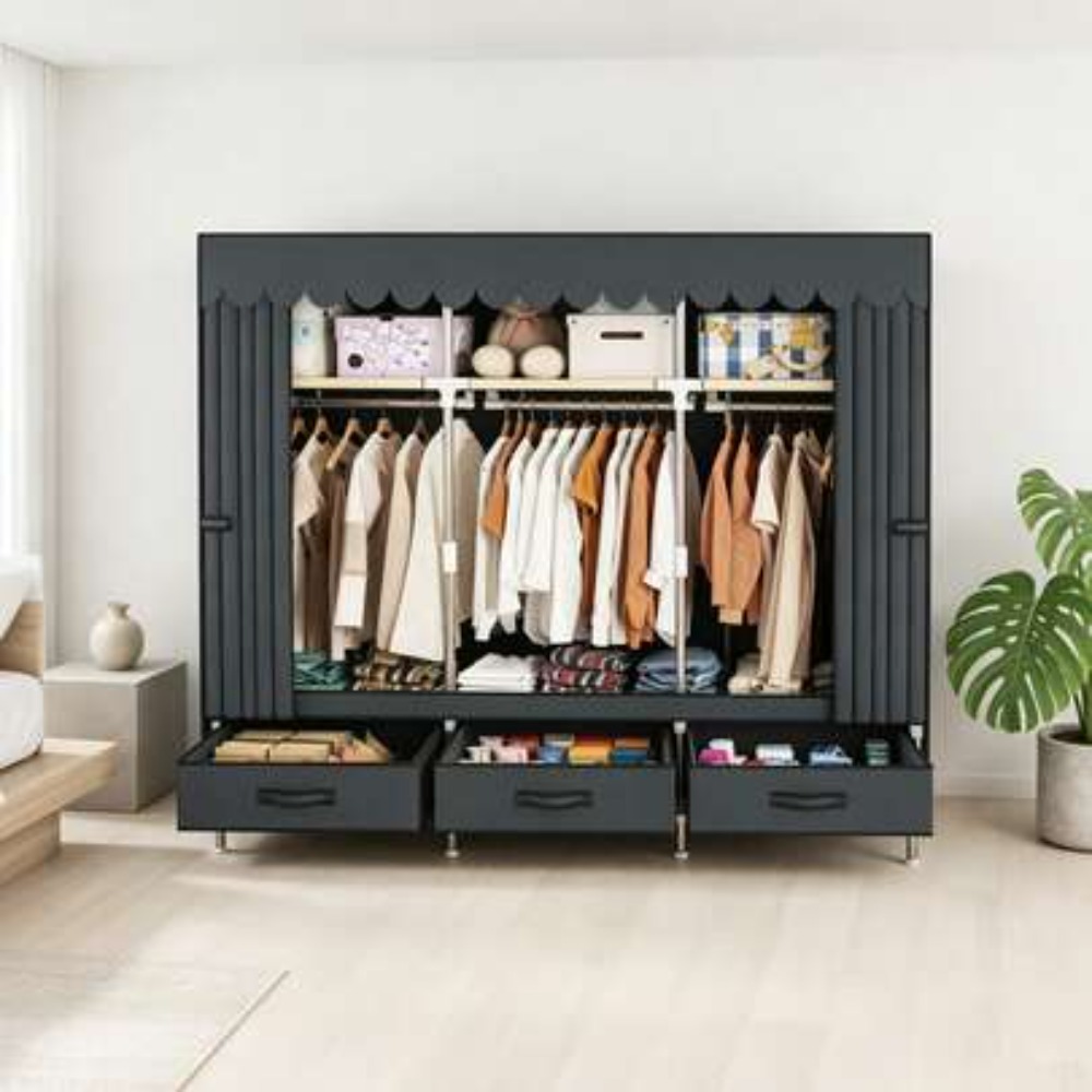 Wardrobe Closet Portable Fabric Cover - 16 mm Kalınlığında Çelik Çerçeveli ve