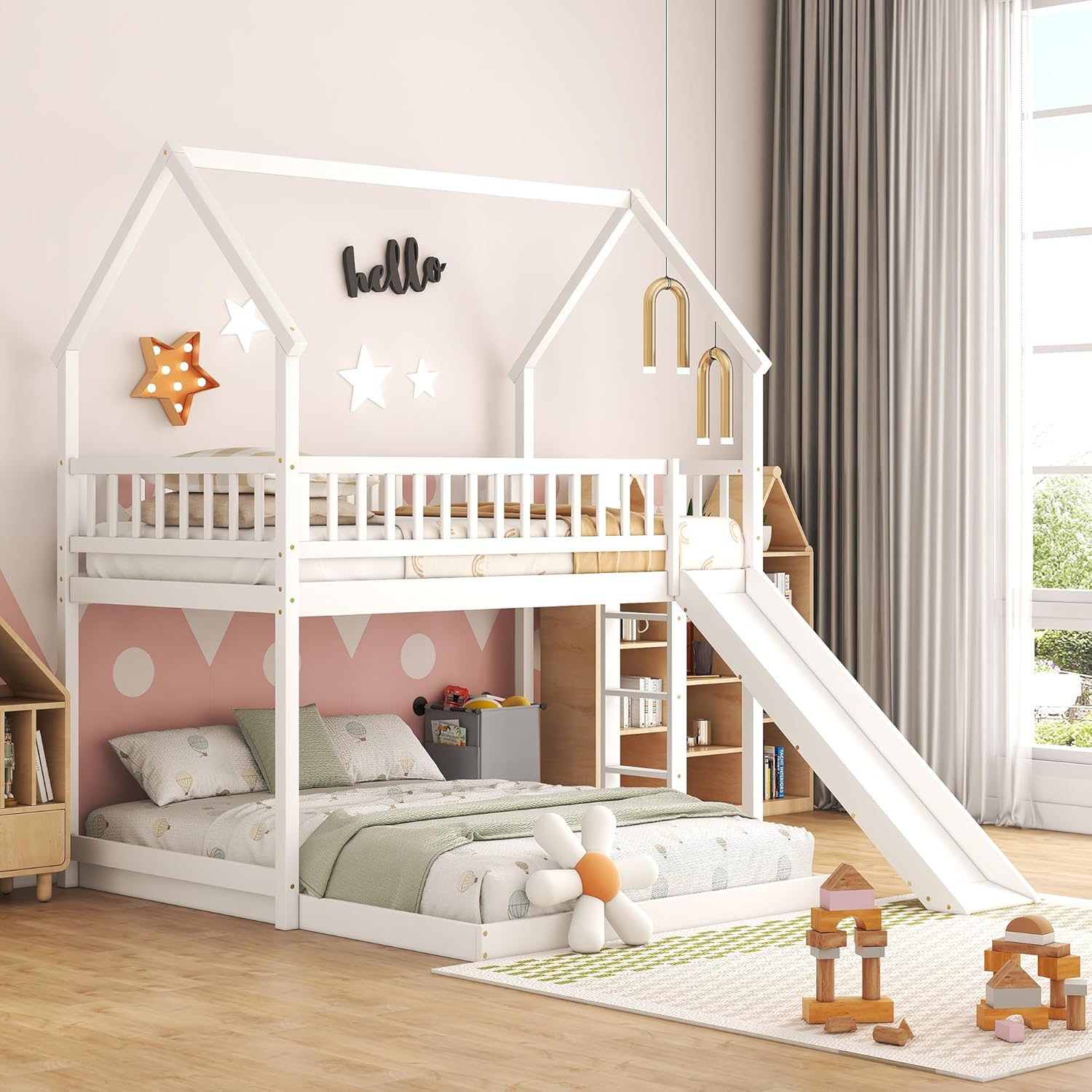 Bunk Bed With Stairs And Slide - Merdivenli ve Kaydıraklı Ev Tipi Ranzalı