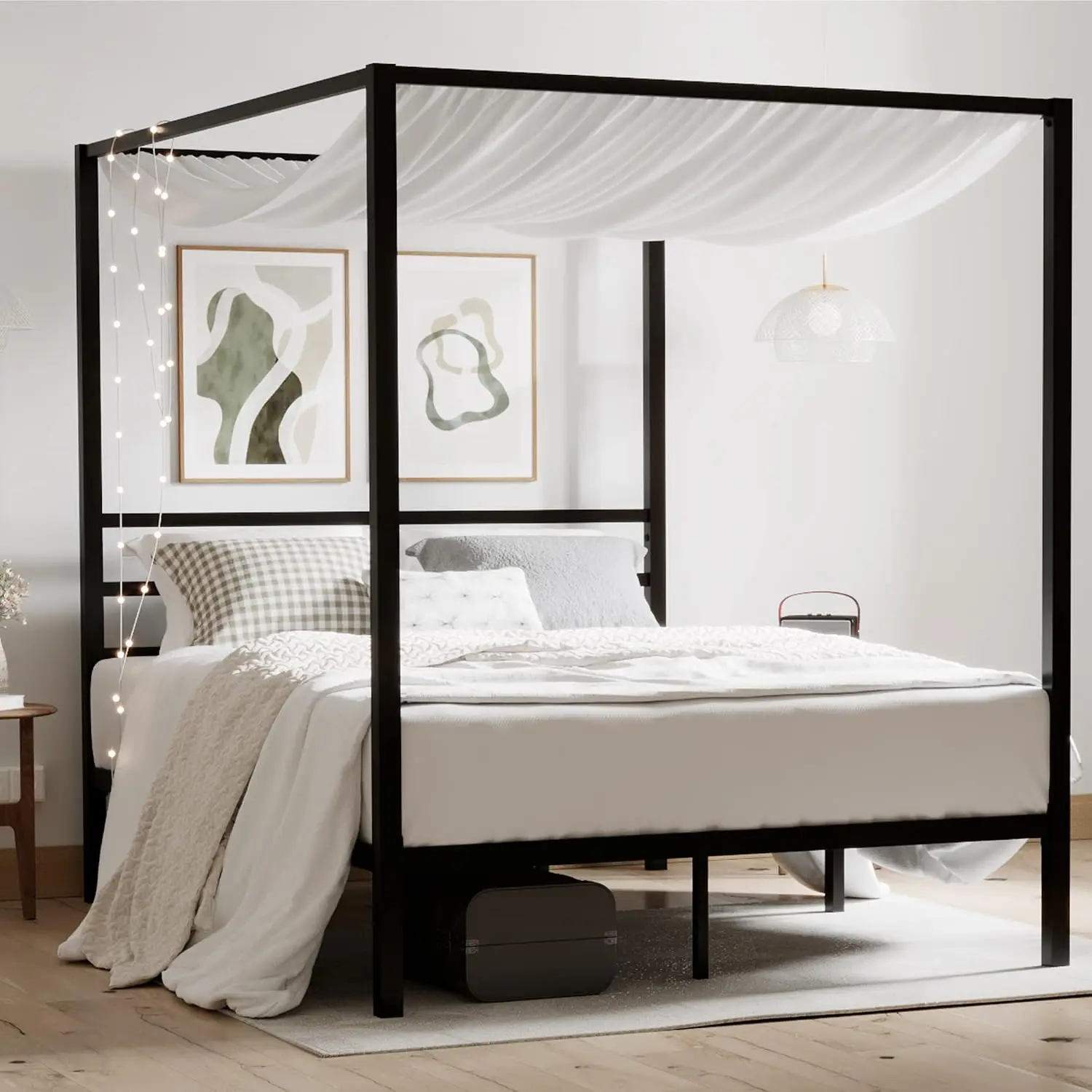 Canopy Bed Frame Metal Queen - Kraliçe Boy Metal Çerçeveli Karyola, Ağır