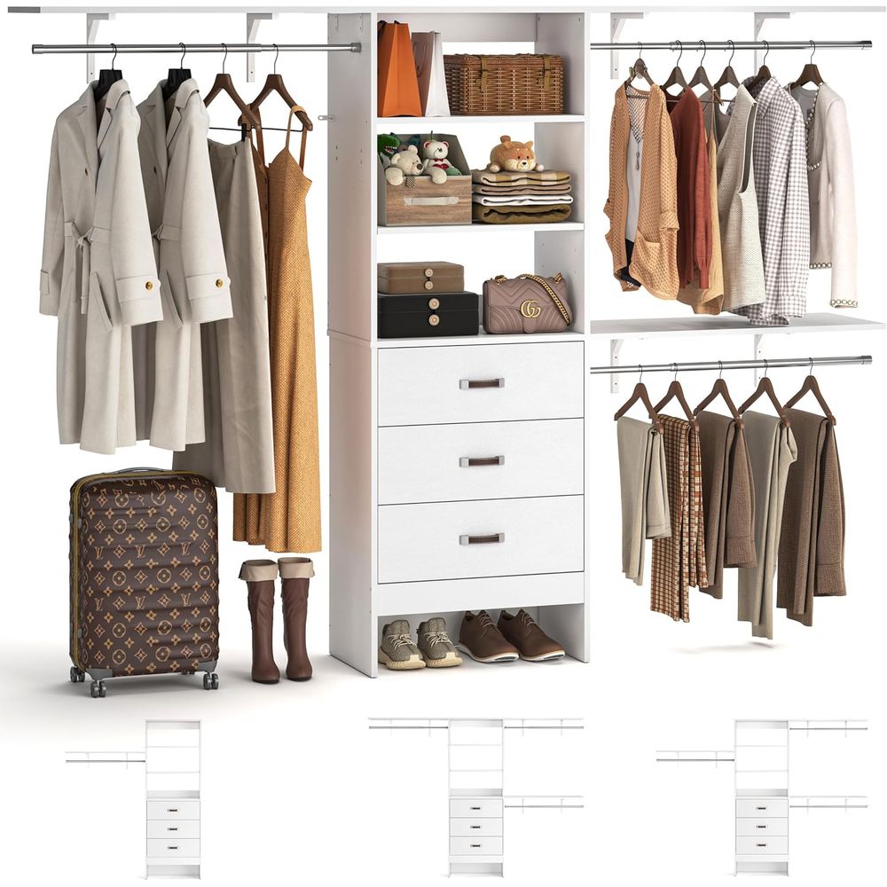 Bedroom Furniture - 8T Dolap Sistemi, 96'' 3 Askı