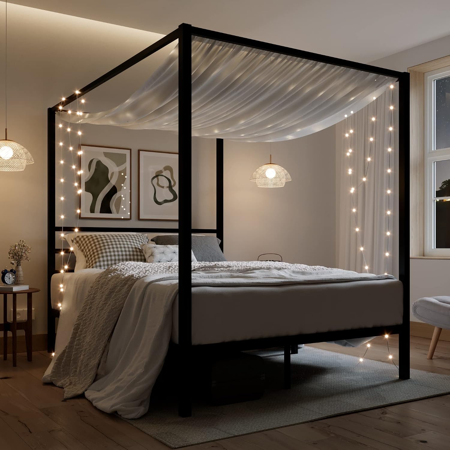 Canopy Bed Frame Metal Queen - Metal Kanopili Karyola Çerçevesi, Kraliçe Boy,