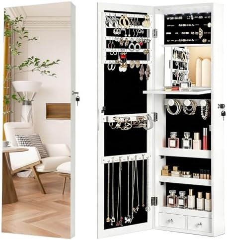 Full Length Mirror Jewelry Armoire - Kilitlenebilir Mücevher Dolabı Düzenleyici, Tam Boy