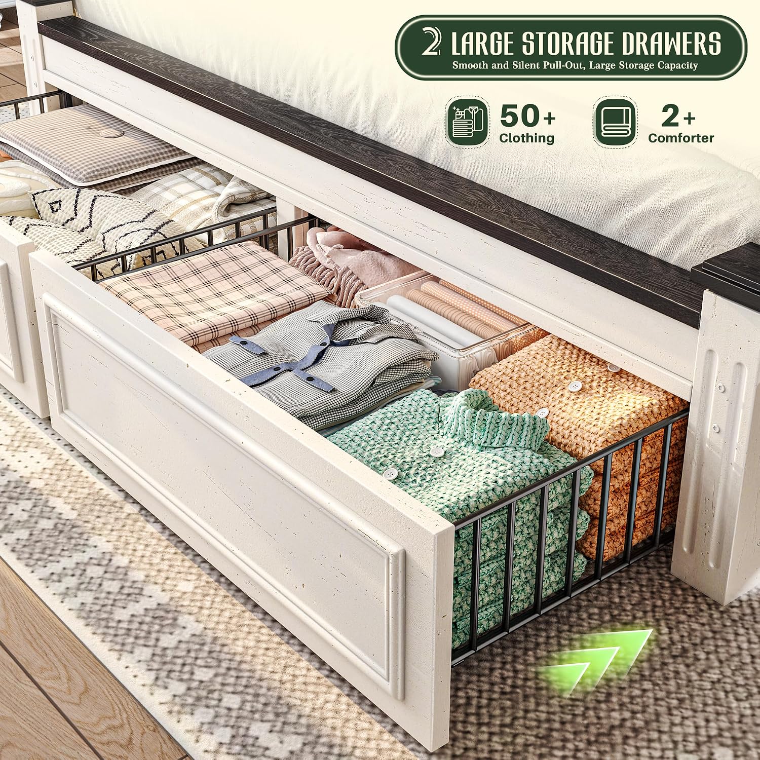 King Size Bed Frame With Storage Drawers - King Size Yatak Çerçevesi, 51