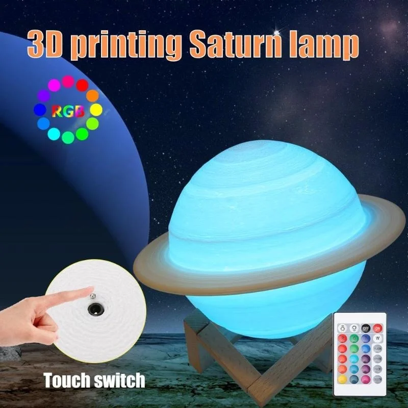 Floating Nightstand With Led Light - LED gece lambası 3D baskı Saturn