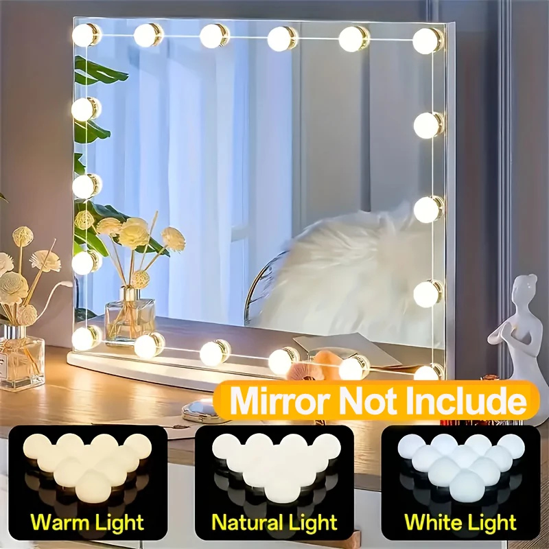 Dressing Table Vanity With Lighted Mirror - Hollywood Makyaj Aynası Işık Seti, 10/12