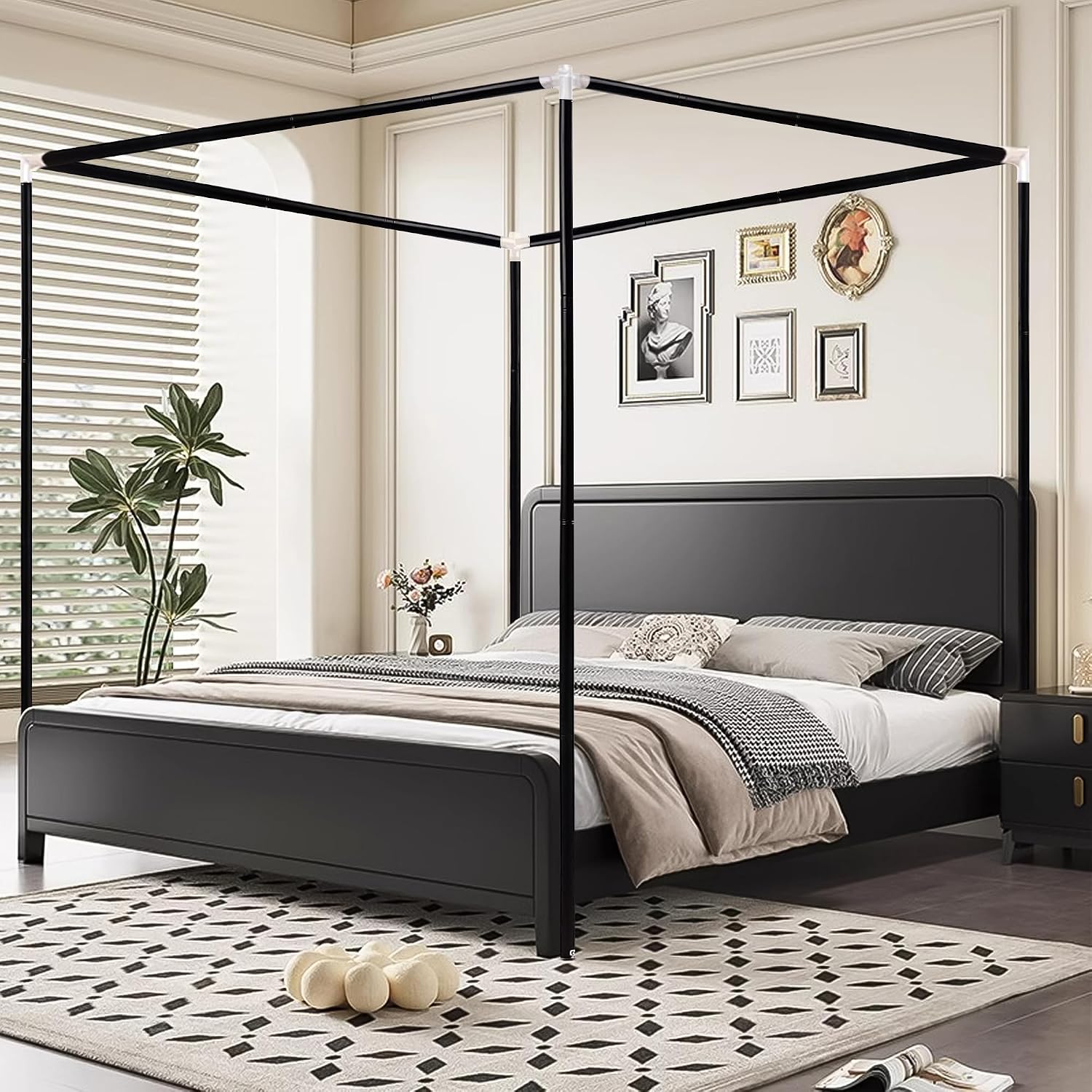 Canopy Bed Frame Metal Queen - Paslanmaz Çelik Gölgelikli Karyola Çerçevesi Kraliçe