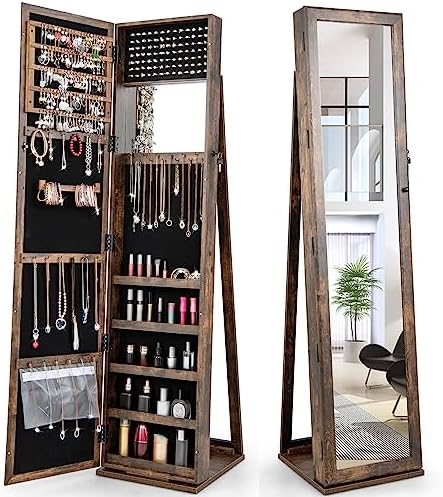 Full Length Mirror Jewelry Armoire - Tam Boy Aynalı Mücevher Dolabı, Kilitlenebilir