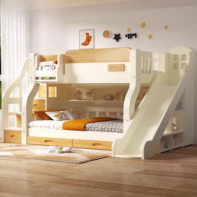 King Size Bed Frame With Storage Drawers - Merdivenli Çift Kişilik Loft Yatak, Başlıklı