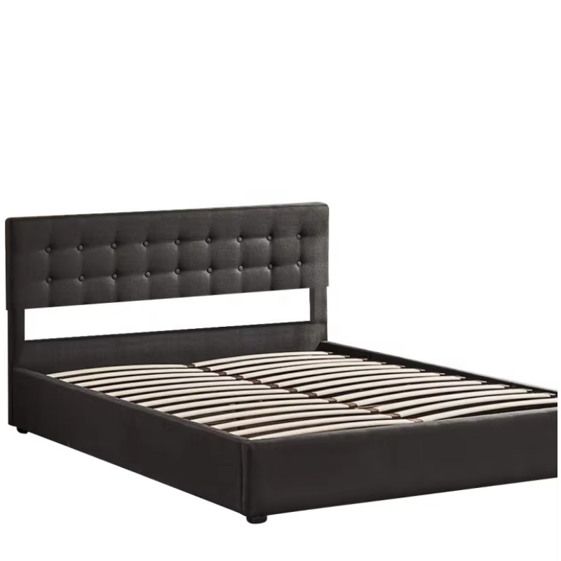 Gas Lift Storage Bed Hydraulic - Modern Kraliçe Kral Boyutu Kadife Kumaş