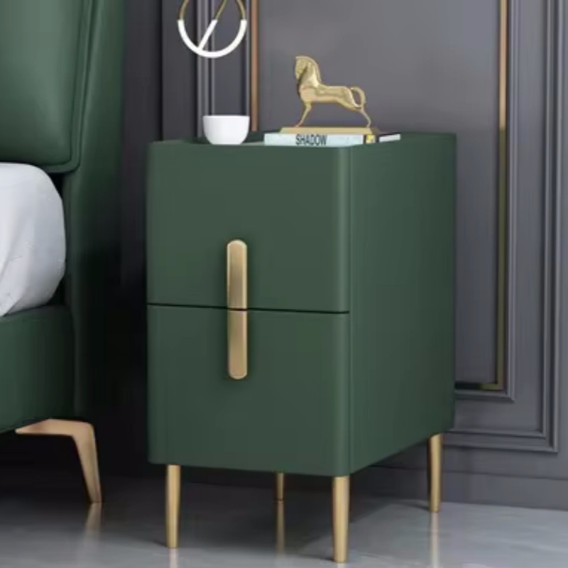Solid Wood Nightstand 2 Drawers - Düz Renk Ahşap 2 Çekmeceli Dar