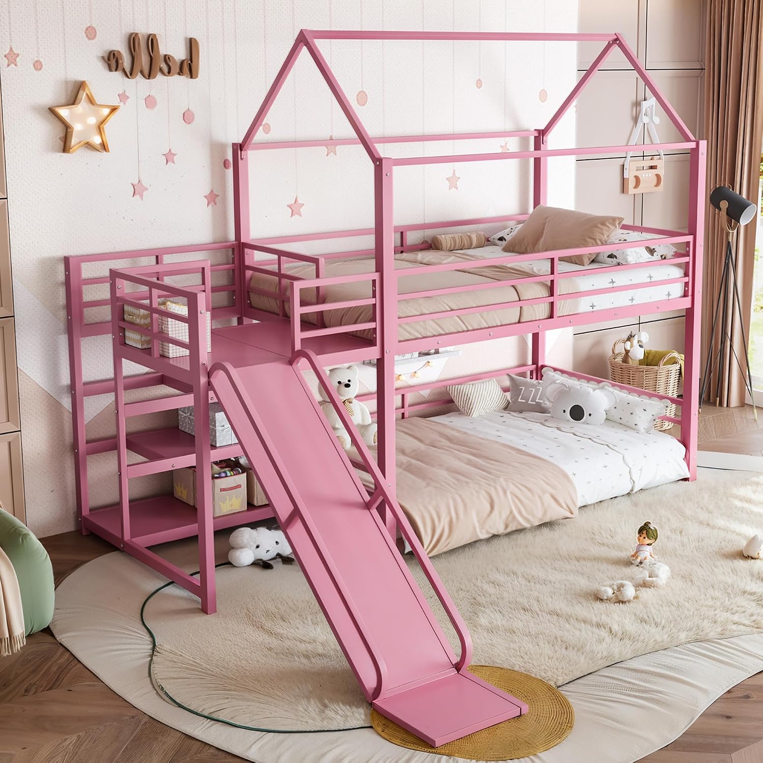 Bunk Bed With Stairs And Slide - Kaydıraklı ve Depolama Alanlı Merdivenli İkiz
