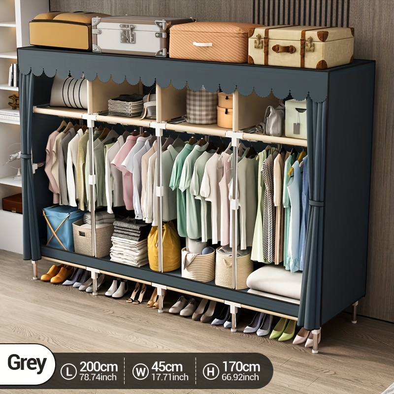 Wardrobe Closet Portable Fabric Cover - Metal Çerçeveli Portatif Dolap Düzenleyici, Askı