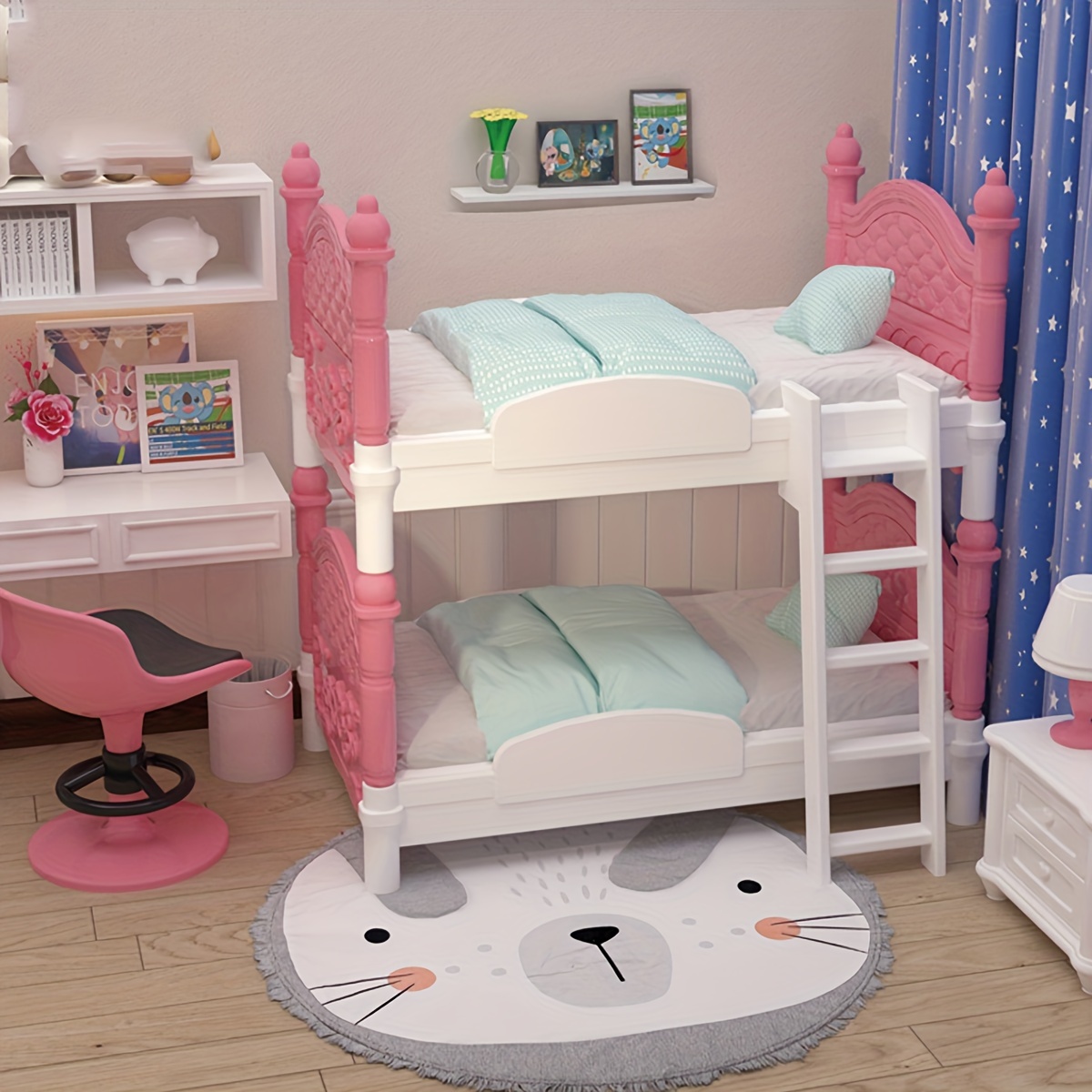 Bedroom Furniture - Minyatür Dollhouse Çift Kişilik Yatak Odası