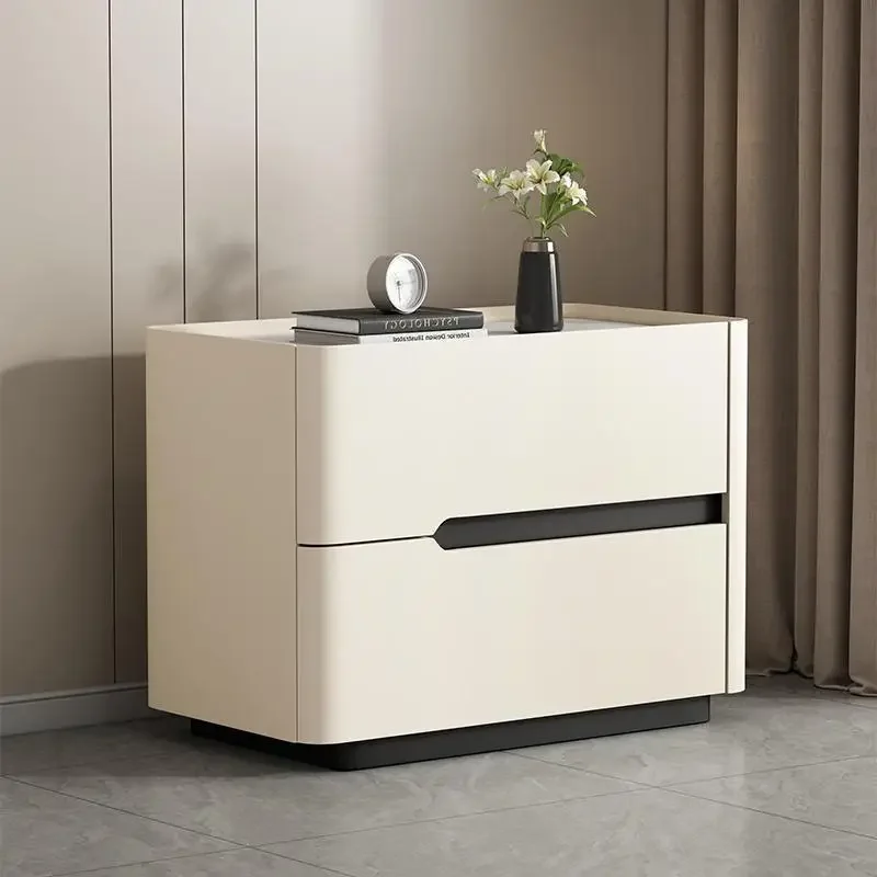 Solid Wood Nightstand 2 Drawers - İskandinav Modern komodin depolama estetik lüks