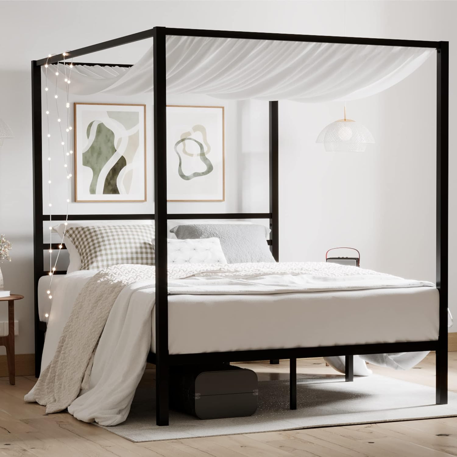Canopy Bed Frame Metal Queen - Kraliçe Boy Metal Çerçeveli Karyola, Ağır