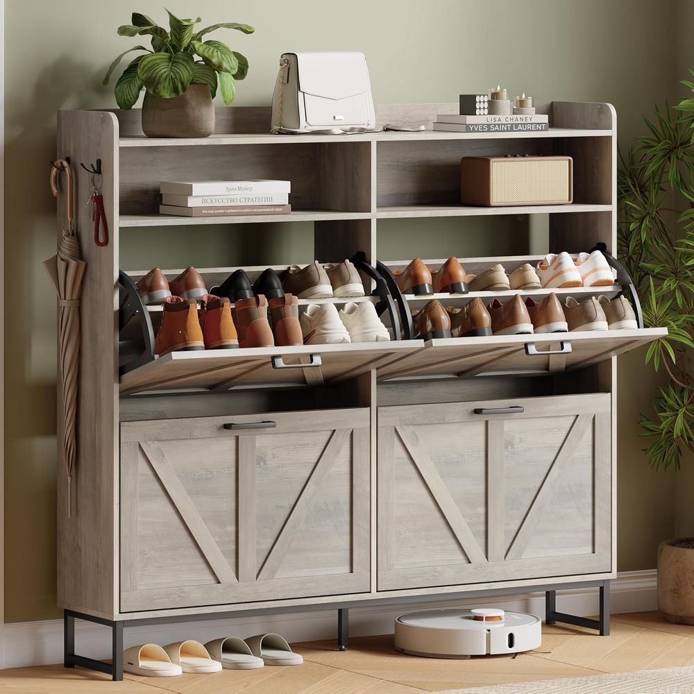 Shoe Rack Cabinet Narrow Entryway - 4 Raflı Ayakkabı Dolabı, Antre Ayakkabılık,