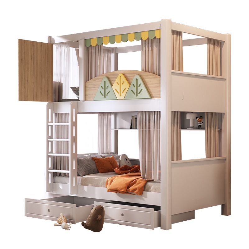 Bunk Bed With Stairs And Slide - Modern Doğa Temalı Çocuk Ranzası, Kaydıraklı