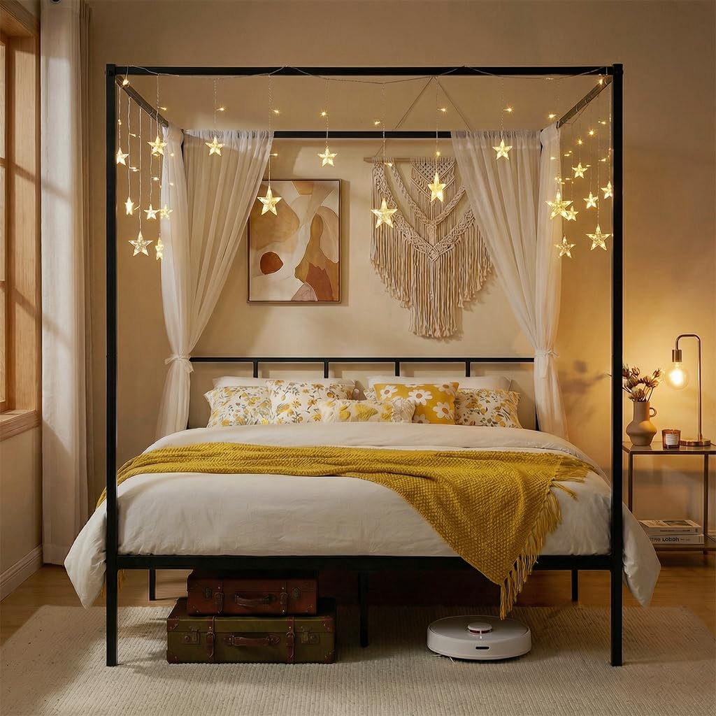 Hareketli Şarj İstasyonlu Kral - Canopy Bed Frame Metal Queen incelemesi ve fiyatı