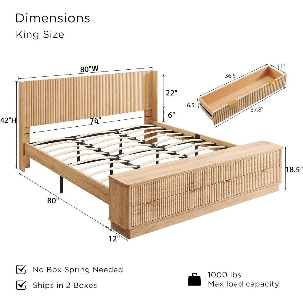 King Boy Yatak Çerçevesi, Depo - King Size Bed Frame With Storage Drawers incelemesi ve fiyatı