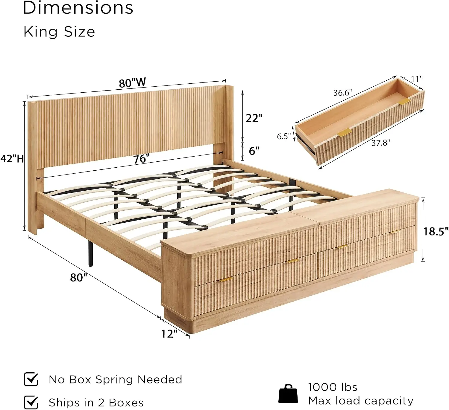 Kafa Tahtalı ve Depolama Bankl - King Size Bed Frame With Storage Drawers incelemesi ve fiyatı