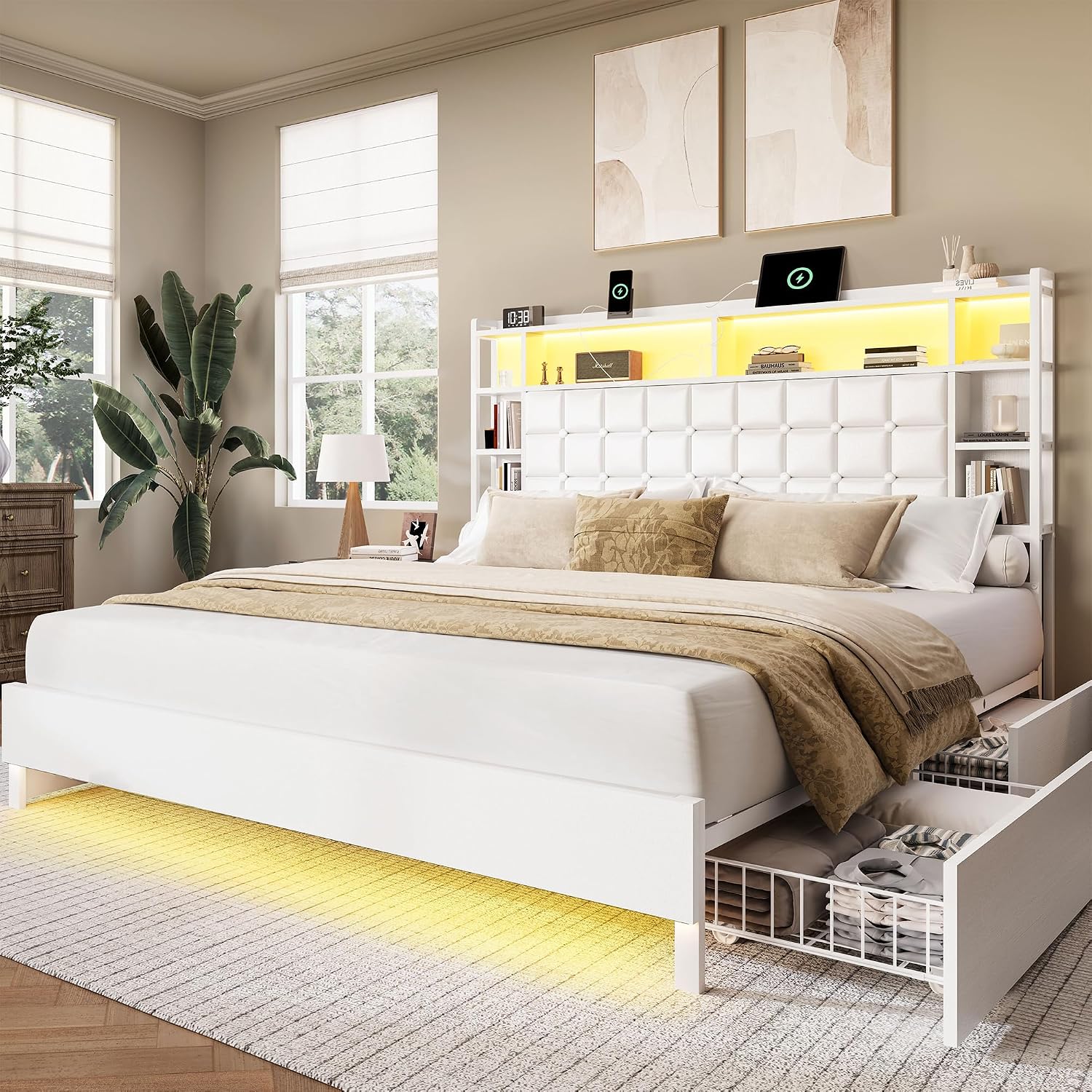 King Boy Ahşap Yatak Çerçevesi - King Size Bed Frame With Storage Drawers incelemesi ve fiyatı
