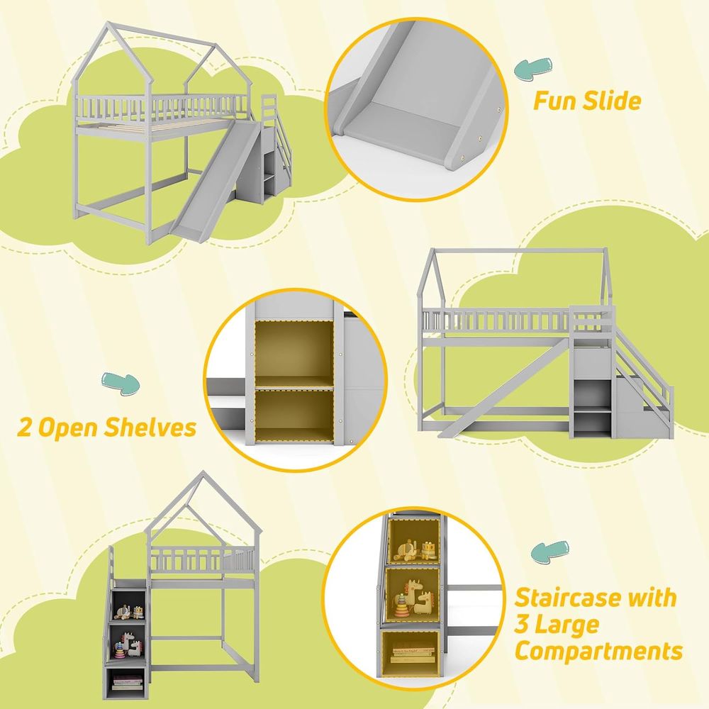Çift Kişilik Ranzalı Yatak, Ka - Bunk Bed With Stairs And Slide incelemesi ve fiyatı