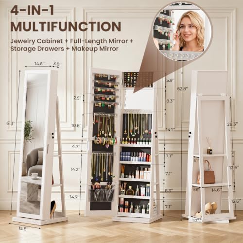 4'ü 1 Arada Mücevher Dolabı, K - Full Length Mirror Jewelry Armoire incelemesi ve fiyatı