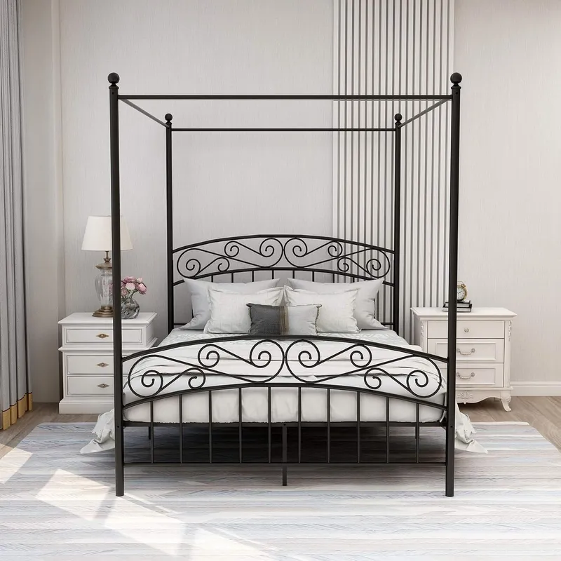 Kraliçe Boyutu, Dört Direkli,  - Canopy Bed Frame Metal Queen incelemesi ve fiyatı