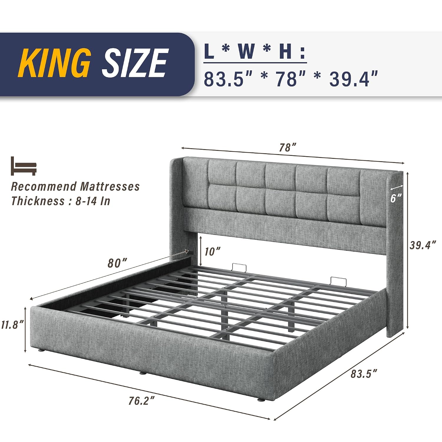 King Boyutunda Yatak Çerçevesi - Gas Lift Storage Bed Hydraulic incelemesi ve fiyatı