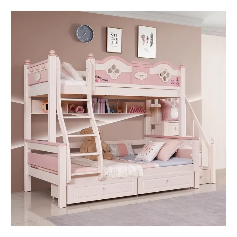 Modern Lüks Prenses Çocuk Ranz - Bunk Bed With Stairs And Slide incelemesi ve fiyatı