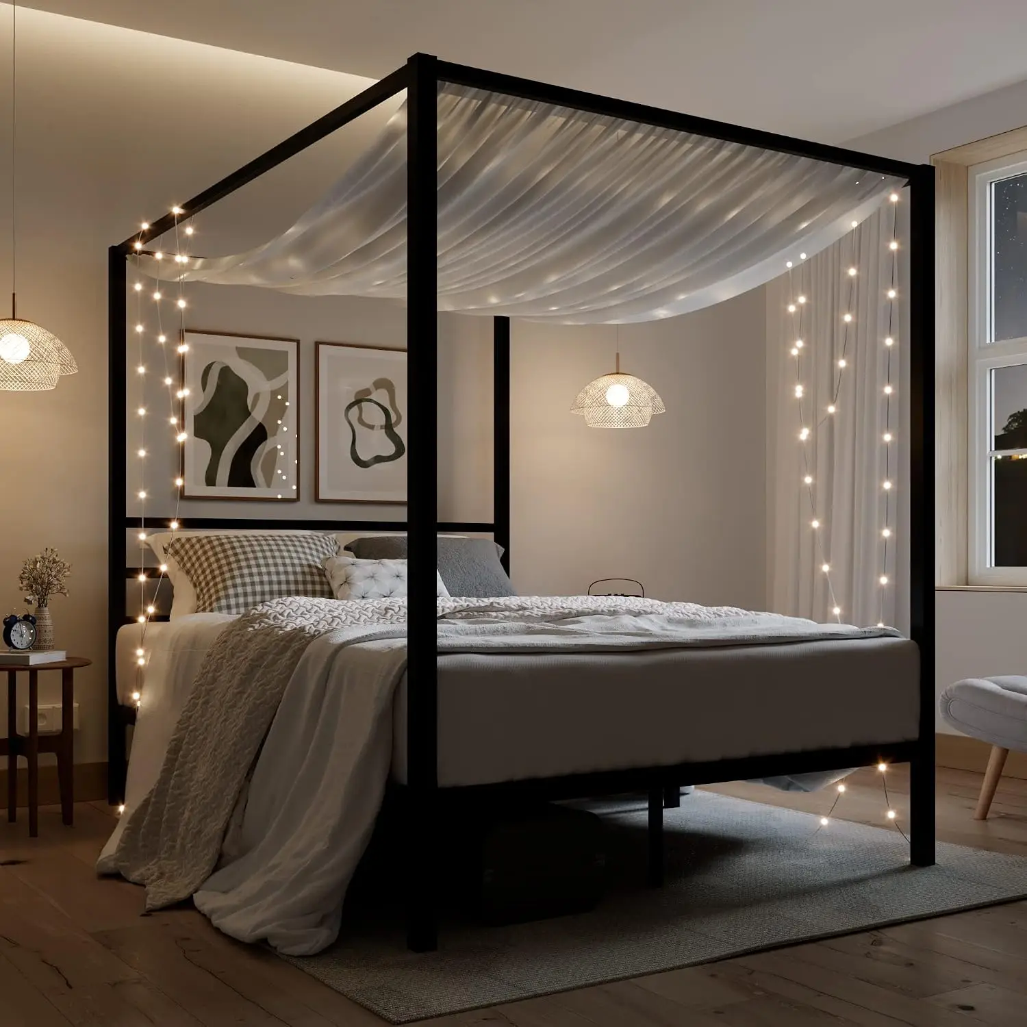Kraliçe Boy Metal Çerçeveli Ka - Canopy Bed Frame Metal Queen incelemesi ve fiyatı