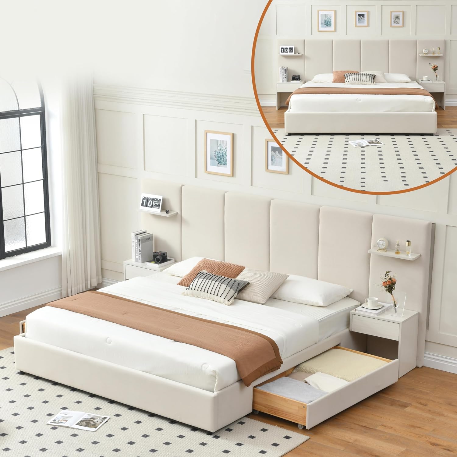 Depolama Alanı ve Entegre Komo - King Size Bed Frame With Storage Drawers incelemesi ve fiyatı