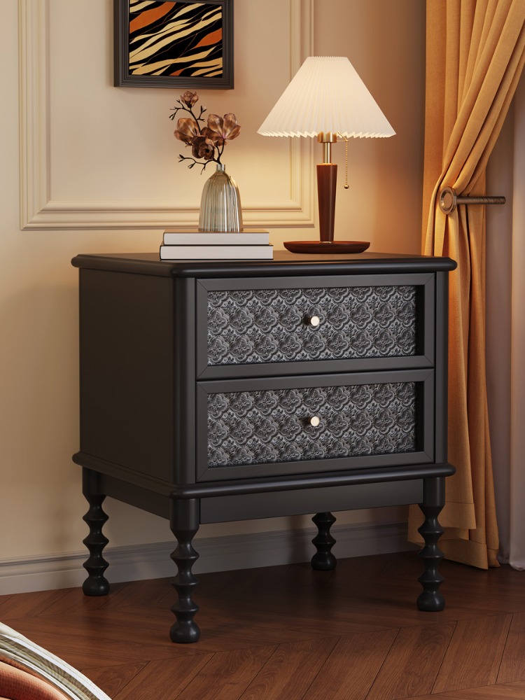Vintage Komodinler Baskılı Cam - Solid Wood Nightstand 2 Drawers incelemesi ve fiyatı