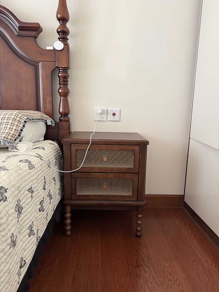 Vintage Komodinler Baskılı Cam - Solid Wood Nightstand 2 Drawers incelemesi ve fiyatı