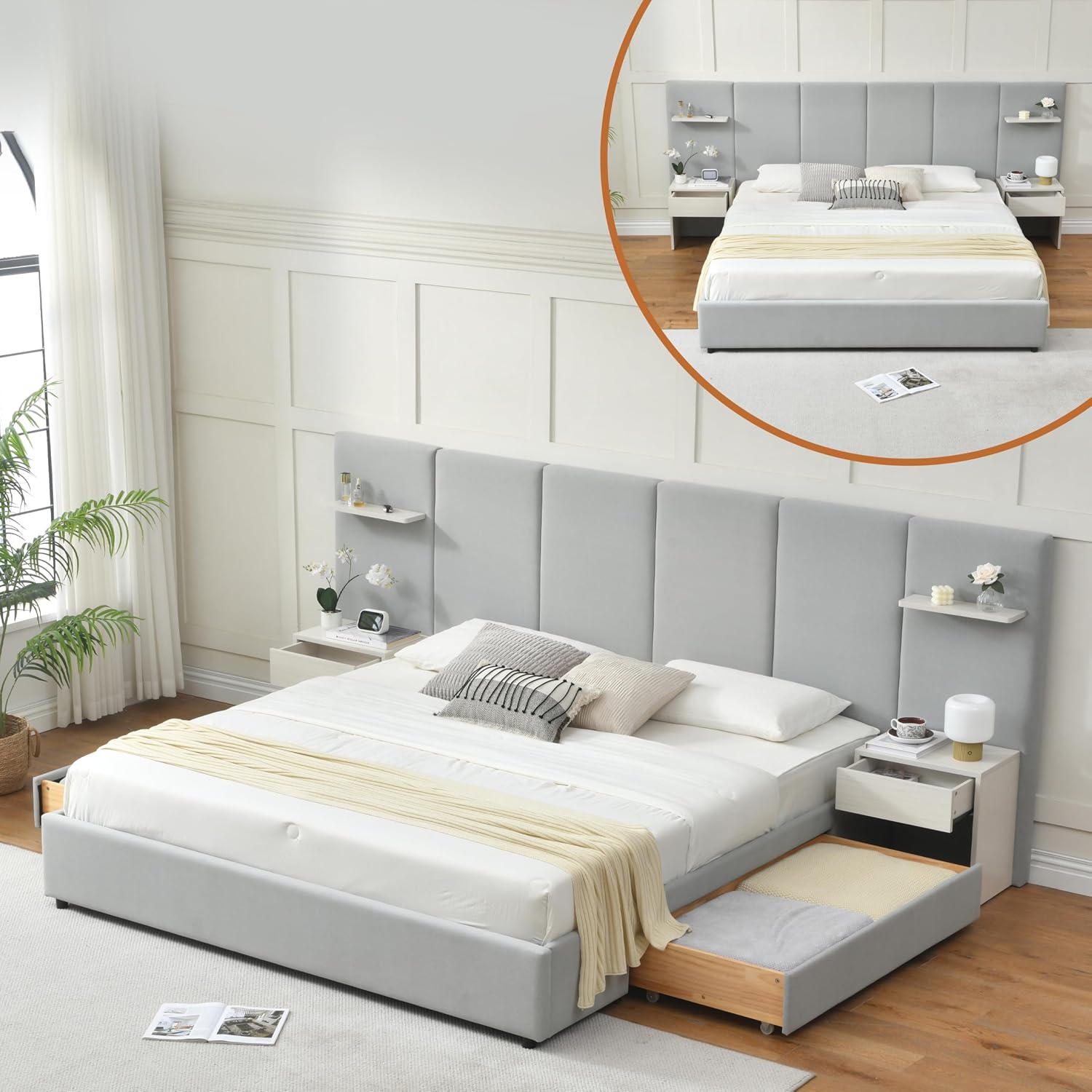 Depolama Alanı ve Entegre Komo - King Size Bed Frame With Storage Drawers incelemesi ve fiyatı