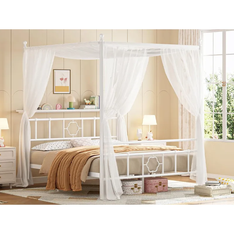 Depolama Alanlı Beyaz Metal Ka - Canopy Bed Frame Metal Queen incelemesi ve fiyatı