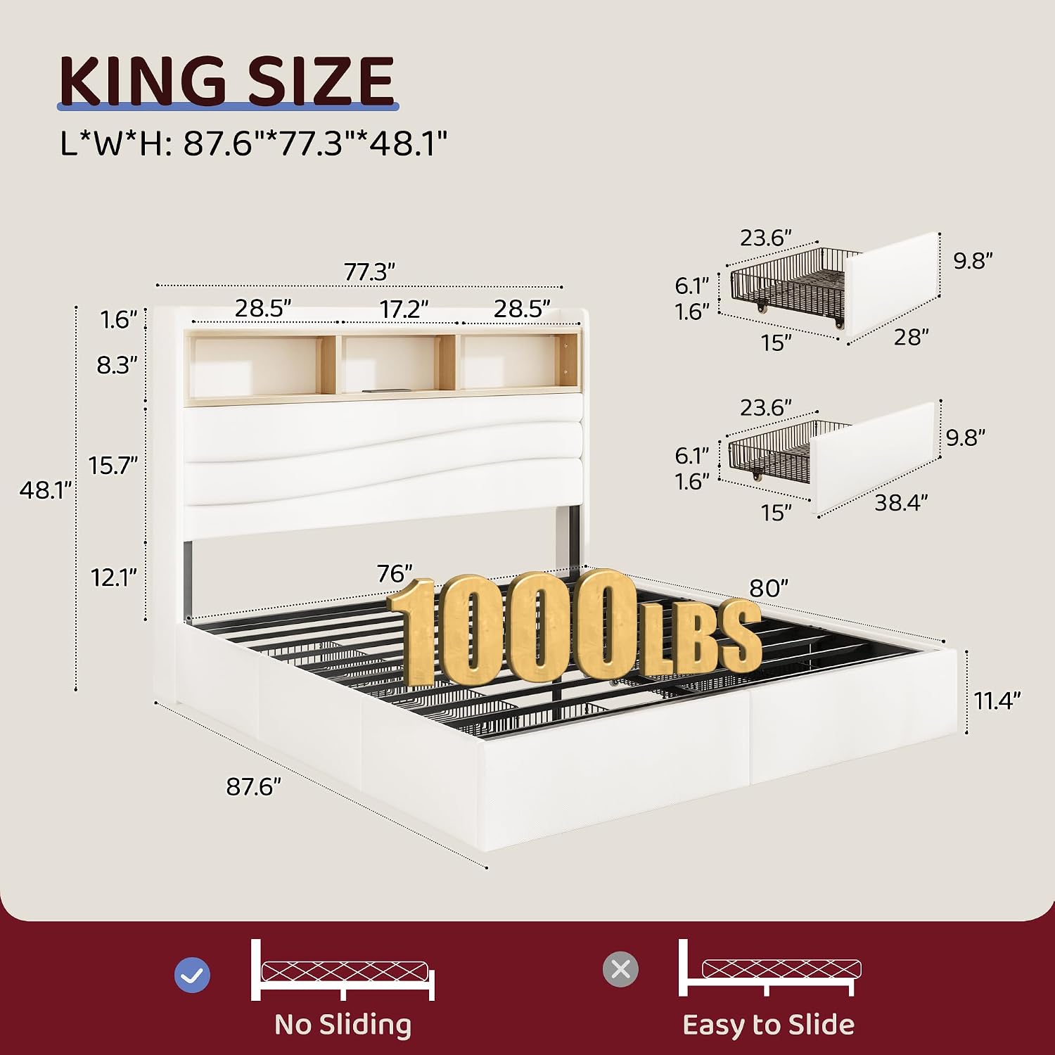 6 Çekmeceli King Size Karyola, - King Size Bed Frame With Storage Drawers incelemesi ve fiyatı