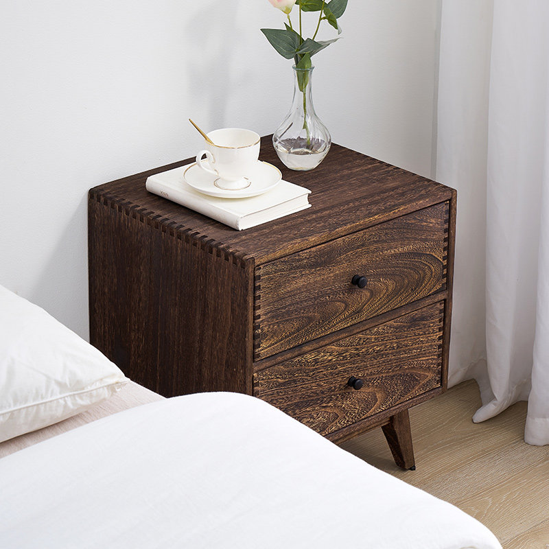 Retro masif ahşap yatak odası  - Solid Wood Nightstand 2 Drawers incelemesi ve fiyatı