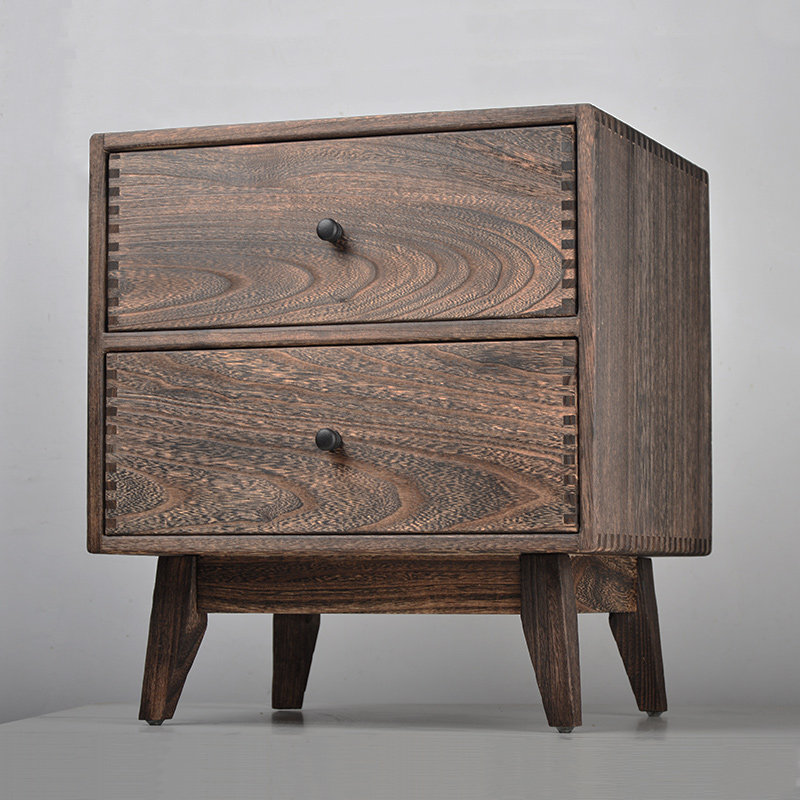 Retro masif ahşap yatak odası  - Solid Wood Nightstand 2 Drawers incelemesi ve fiyatı