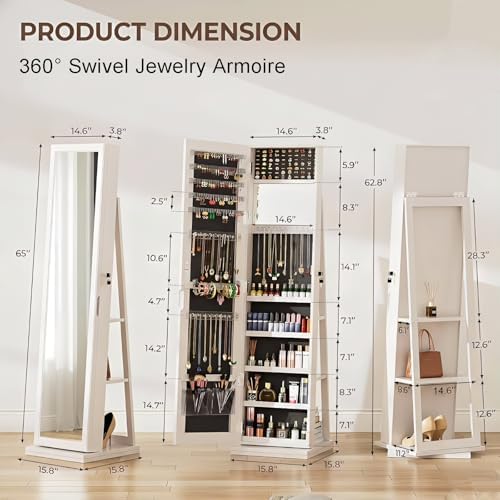 360 °   Döner Takı Dolabı, Boy - Full Length Mirror Jewelry Armoire incelemesi ve fiyatı