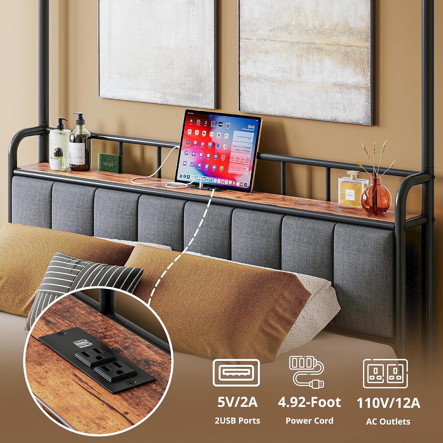 Kraliçe Boy Yatak Çerçevesi, D - Canopy Bed Frame Metal Queen incelemesi ve fiyatı