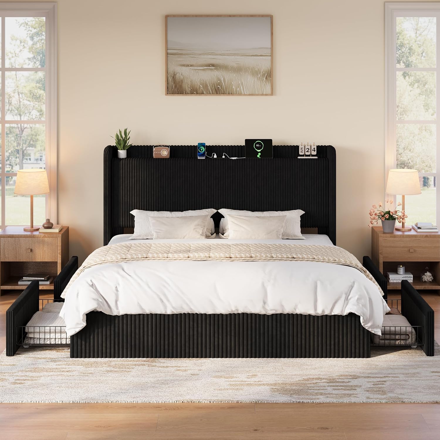 King Size Yatak Çerçevesi, 4 B - King Size Bed Frame With Storage Drawers incelemesi ve fiyatı