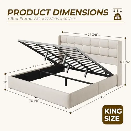 King Boyutlu Kaldırılabilir De - Gas Lift Storage Bed Hydraulic incelemesi ve fiyatı