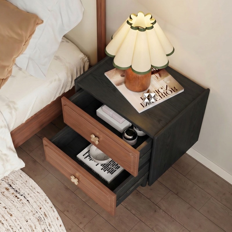 Ev Mobilyası Masif Ahşap Siyah - Solid Wood Nightstand 2 Drawers incelemesi ve fiyatı