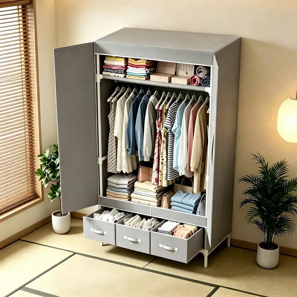 Portatif Dolap, 57.48 İnç Boyu - Wardrobe Closet Portable Fabric Cover incelemesi ve fiyatı