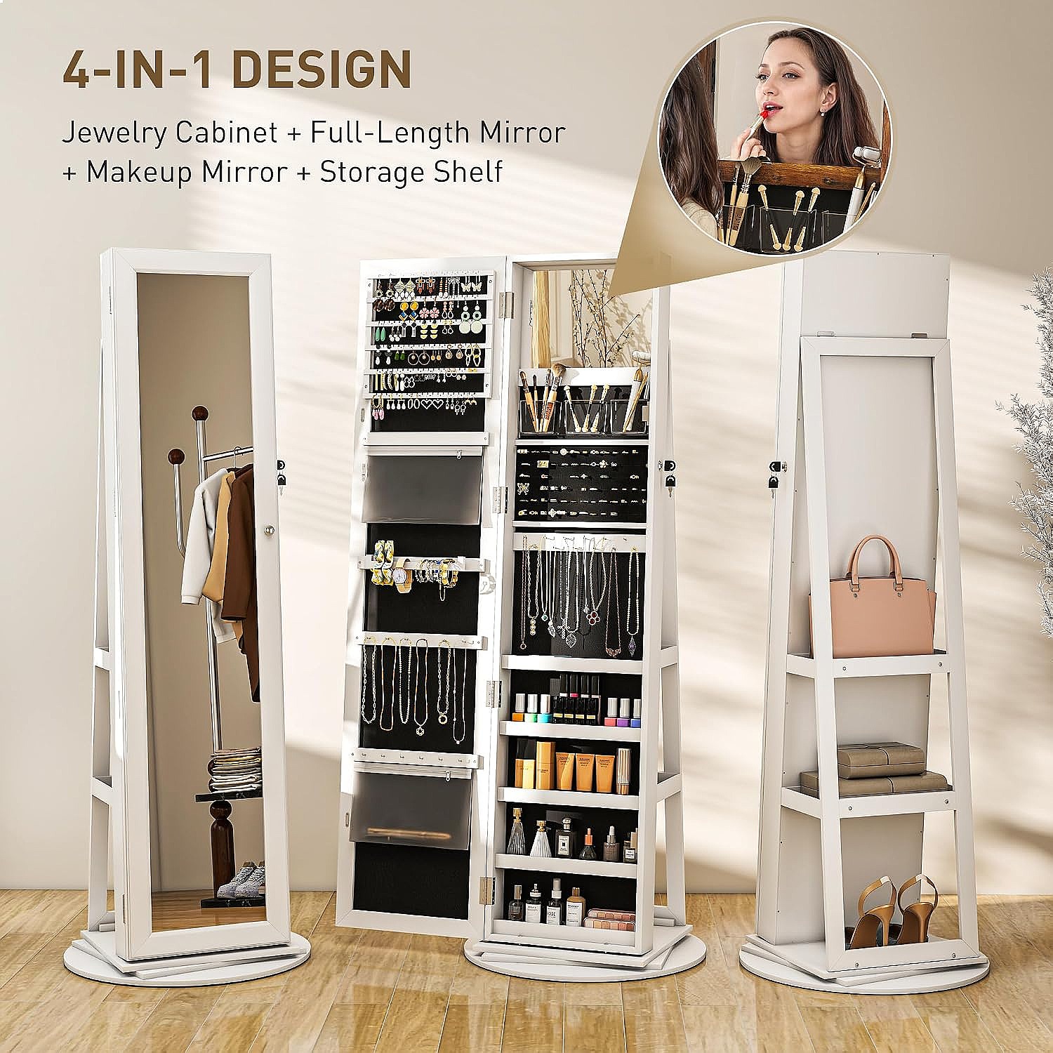 HOMCOM 360 °   Döner Kilitlene - Full Length Mirror Jewelry Armoire incelemesi ve fiyatı