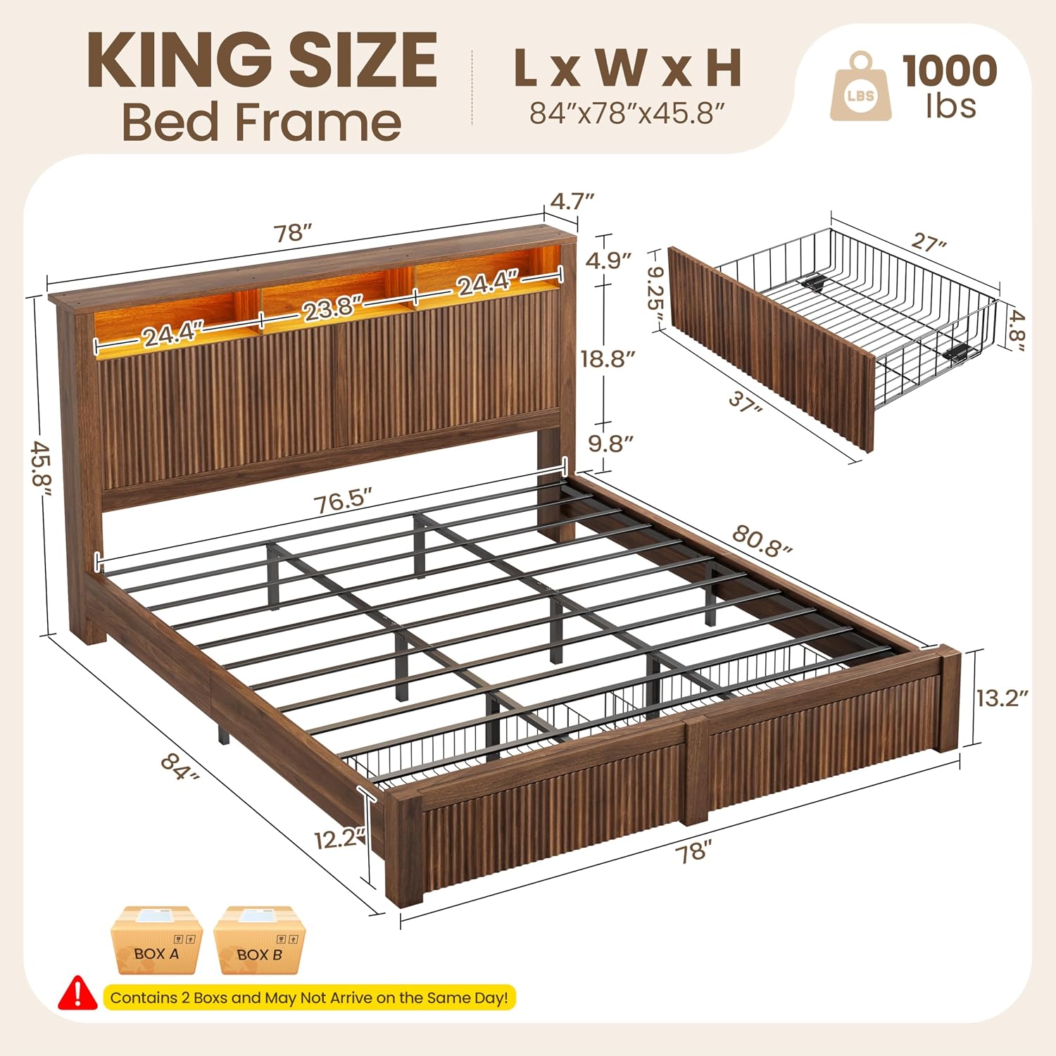 King Size Yatak Çerçevesi ve B - King Size Bed Frame With Storage Drawers incelemesi ve fiyatı