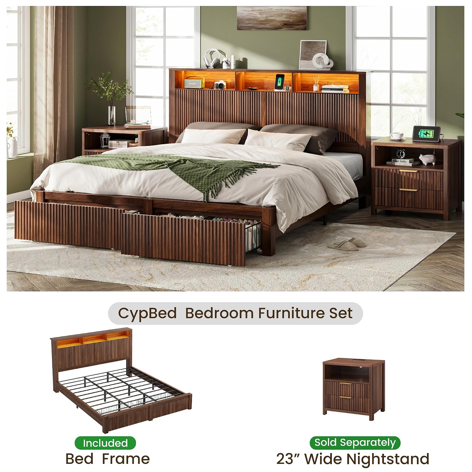King Size Yatak Çerçevesi ve B - King Size Bed Frame With Storage Drawers incelemesi ve fiyatı