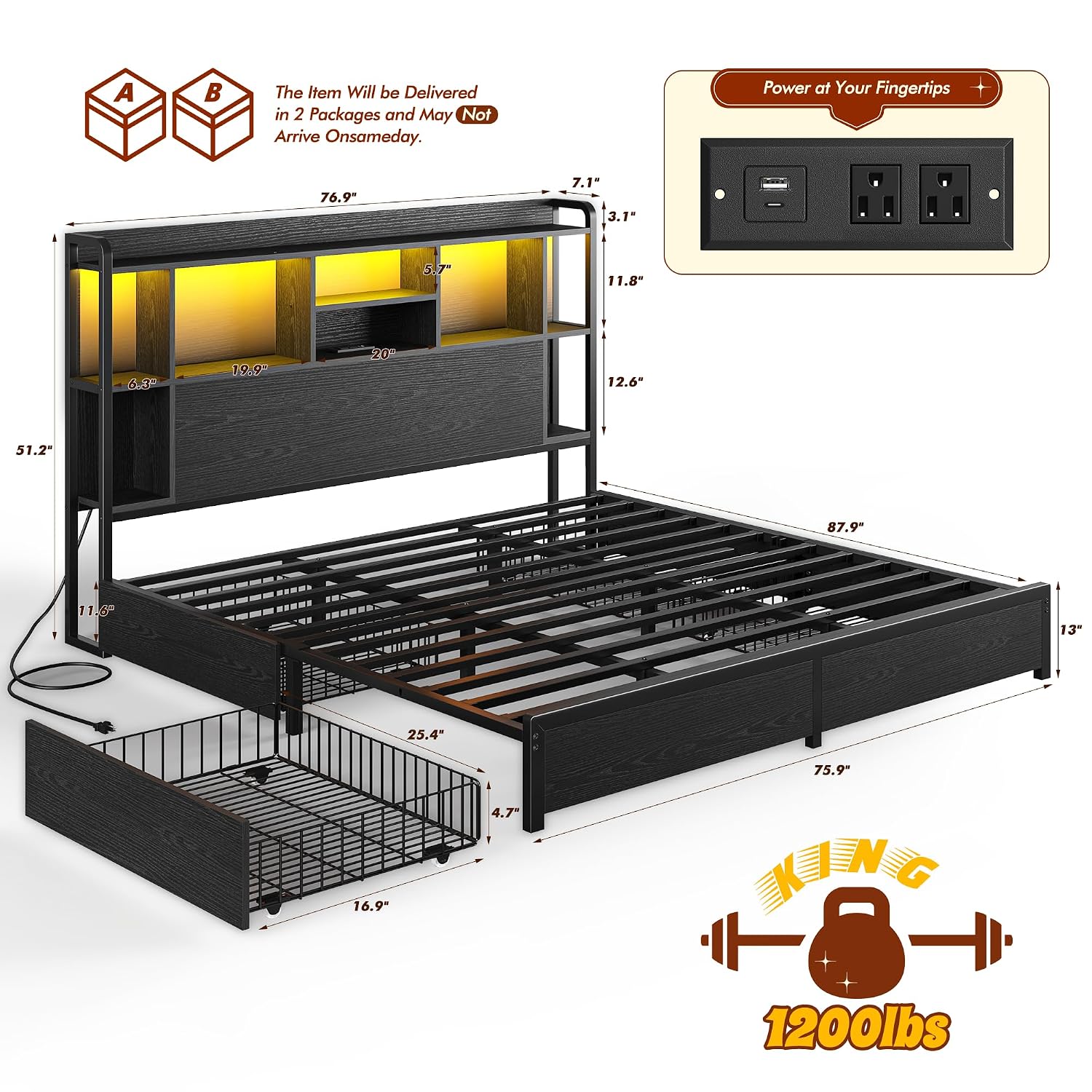 King Size Yatak Çerçevesi, Dep - King Size Bed Frame With Storage Drawers incelemesi ve fiyatı